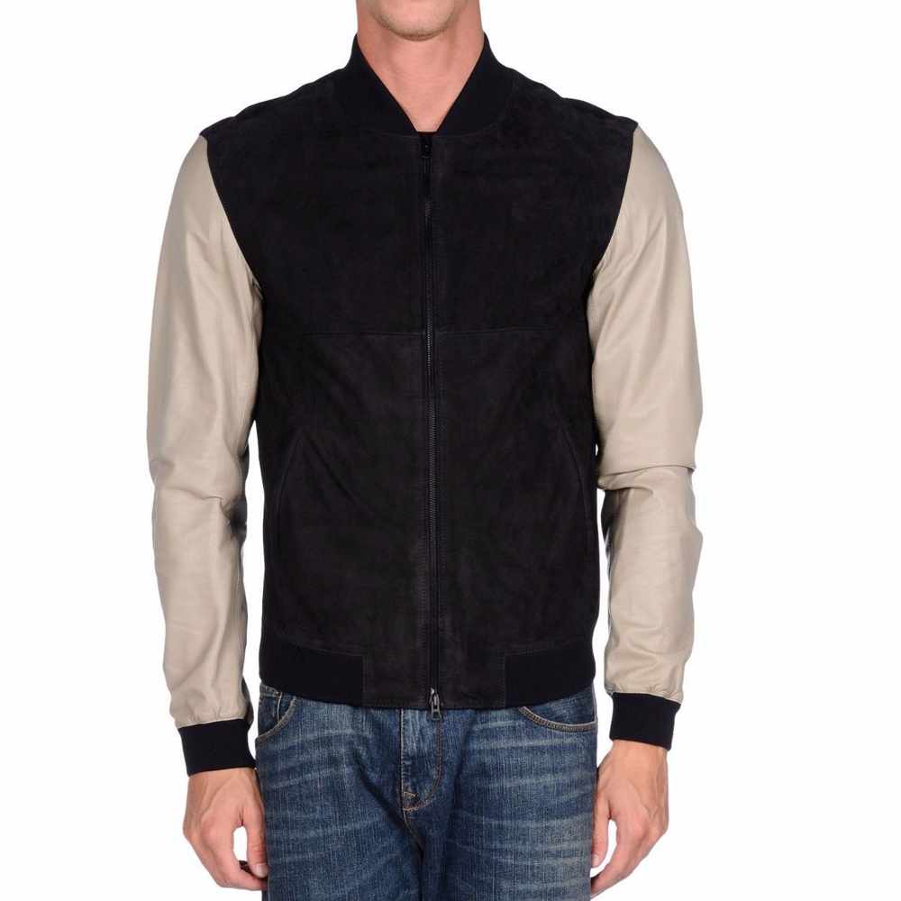 Veste de moto en cuir Letterman Varsity pour homme