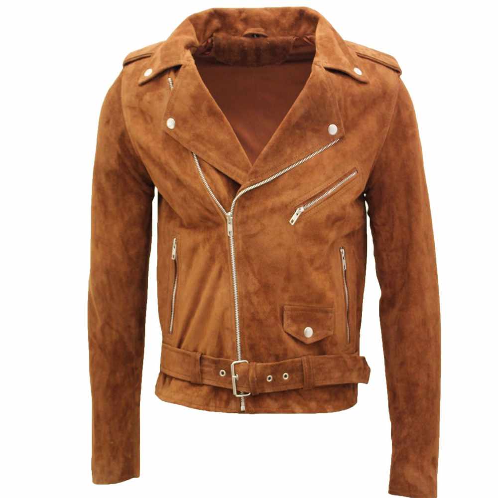 Men Native American Suede Leather Motorcycle Fashion Jacket