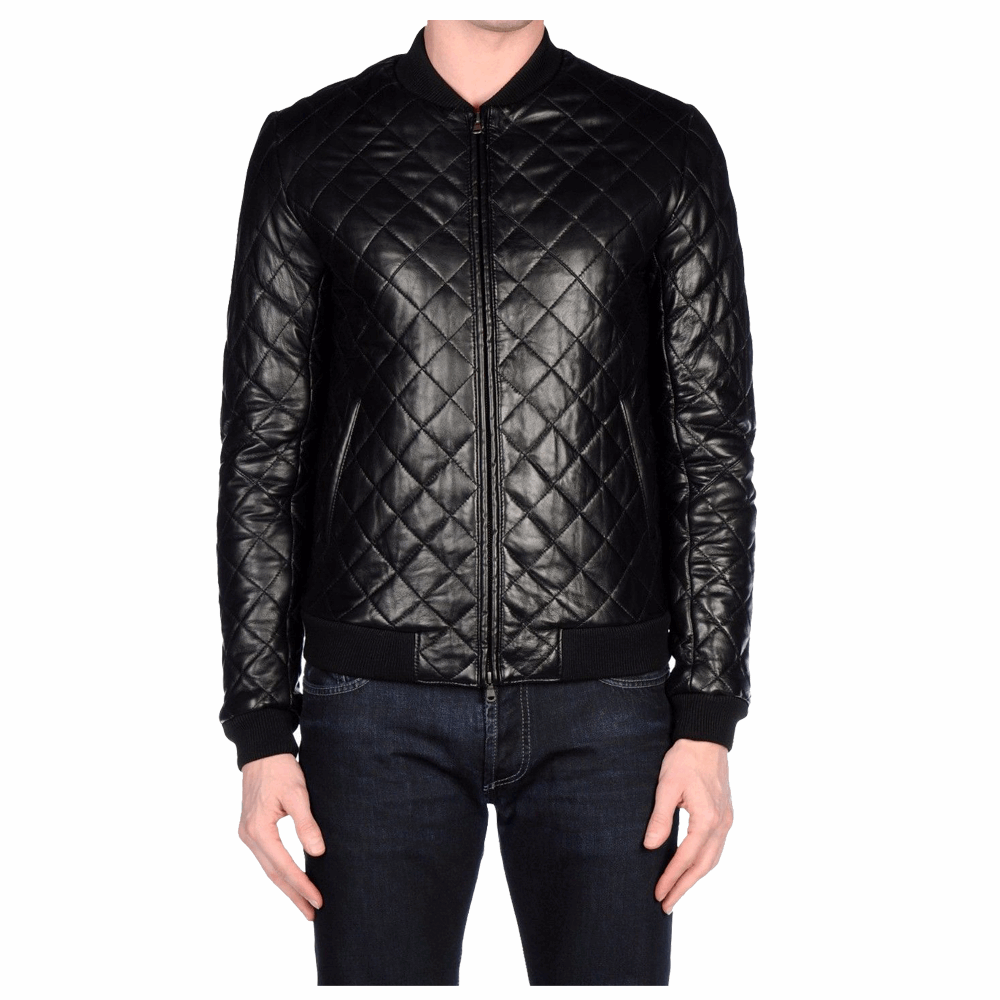 Veste en cuir noire slim fit tendance pour homme