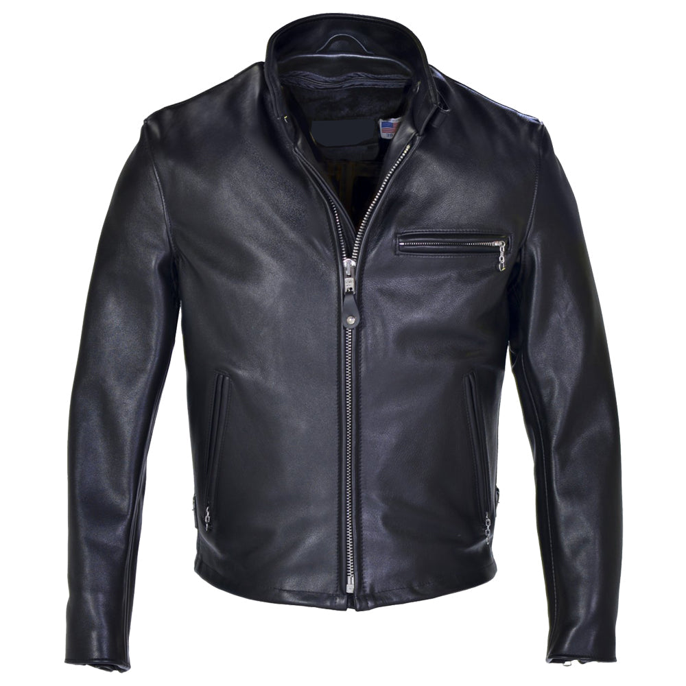 Veste de moto en cuir classique pour homme, unie