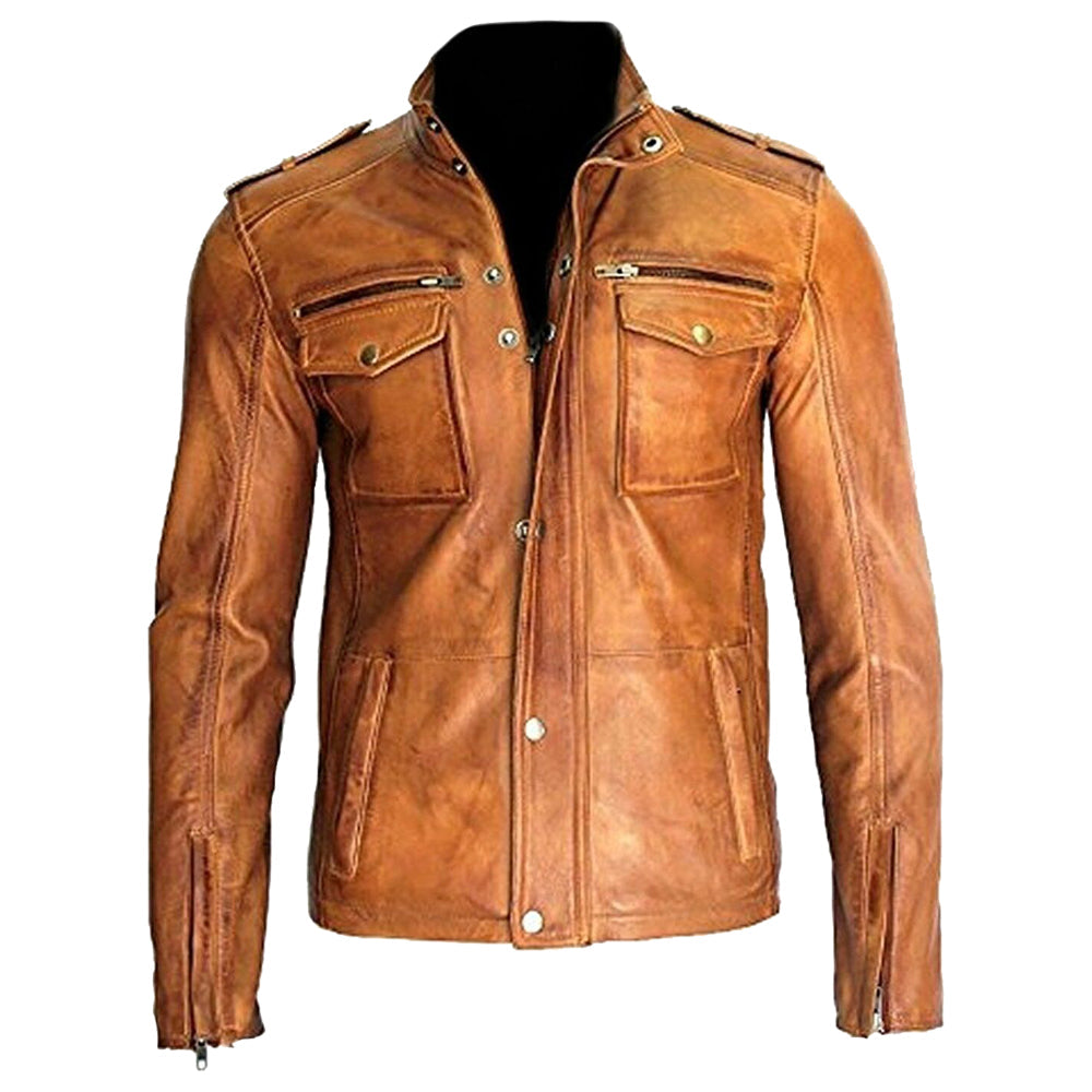 Men Vintage American fashion Leather jacket