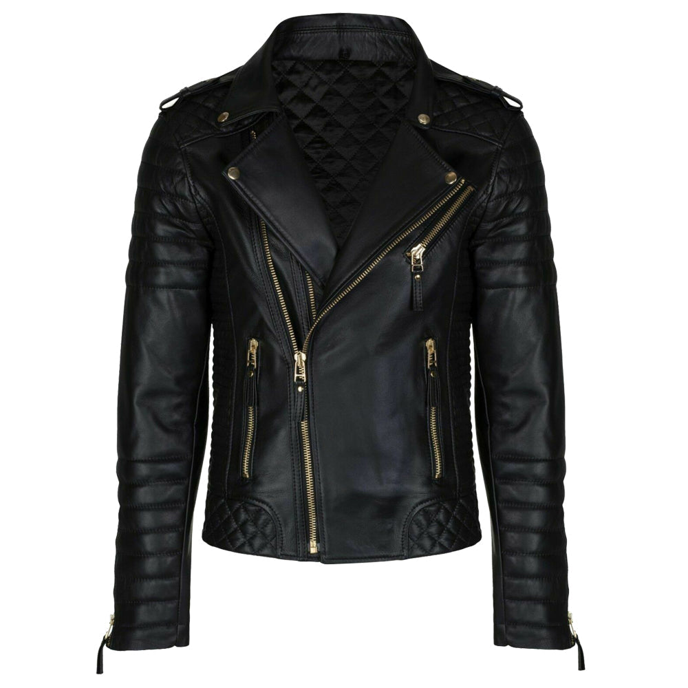 Veste en cuir noire tendance pour homme