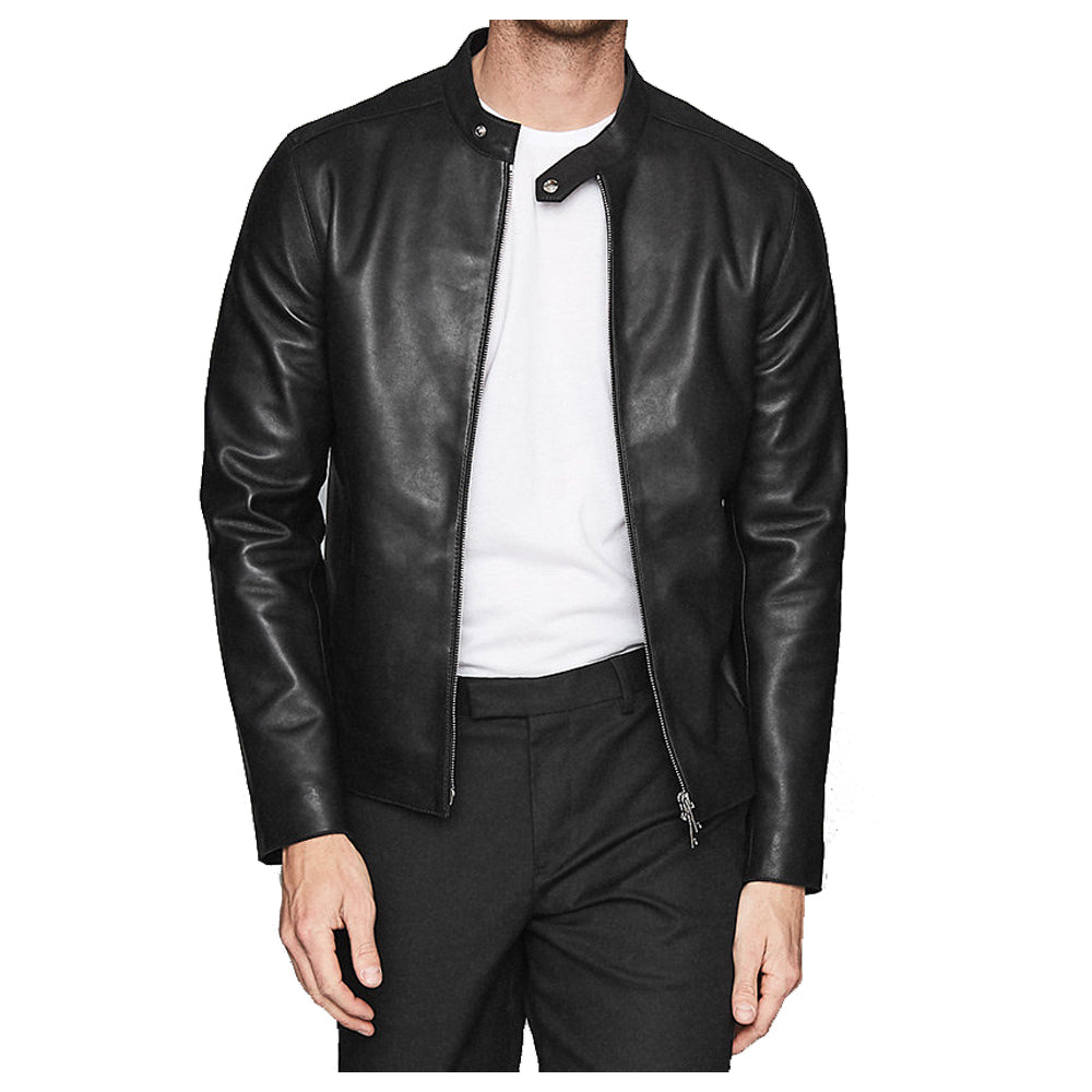 Veste en cuir pour homme style Cafe Racer