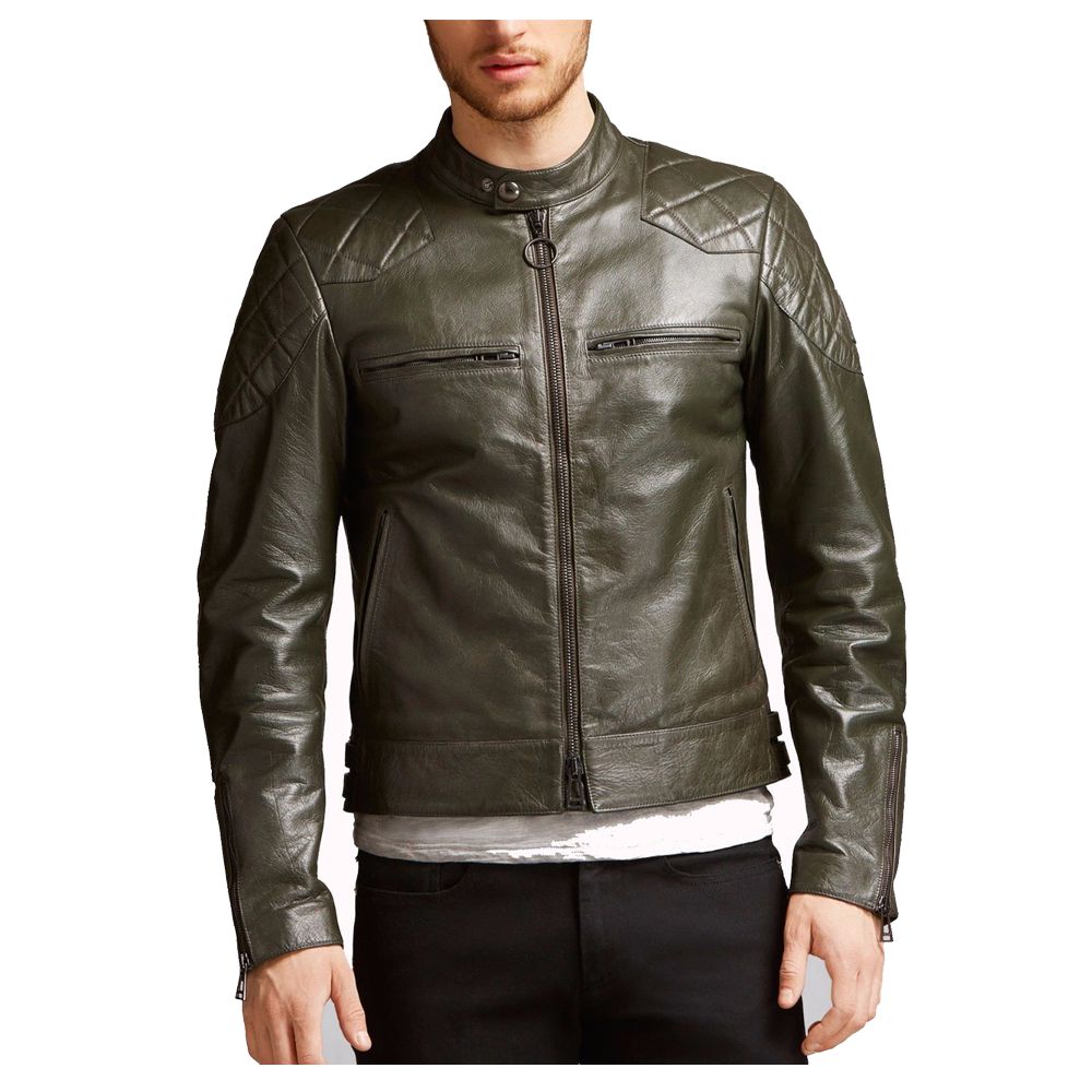 Men Vintage Waxed Biker Fashion Leather Jacket