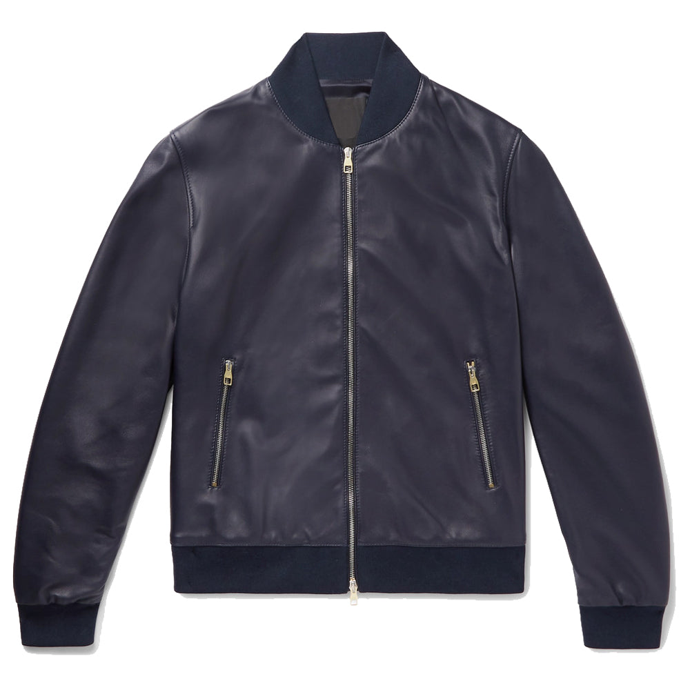 Veste en cuir bleu élégant pour homme