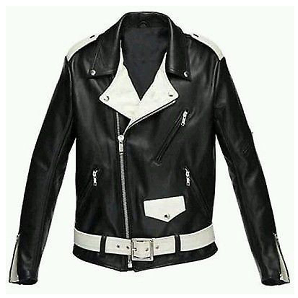 Veste de moto en cuir noir Brando pour homme