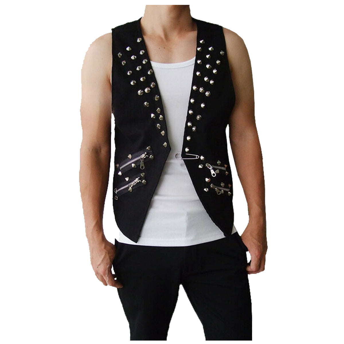 Gilet homme coupe slim avec rivets