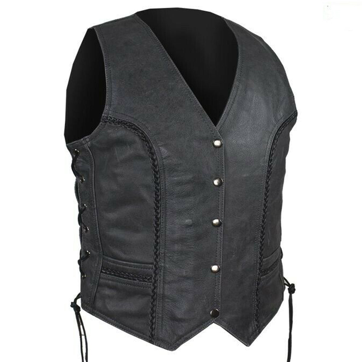 Gilet de moto en cuir pour femme style amérindien