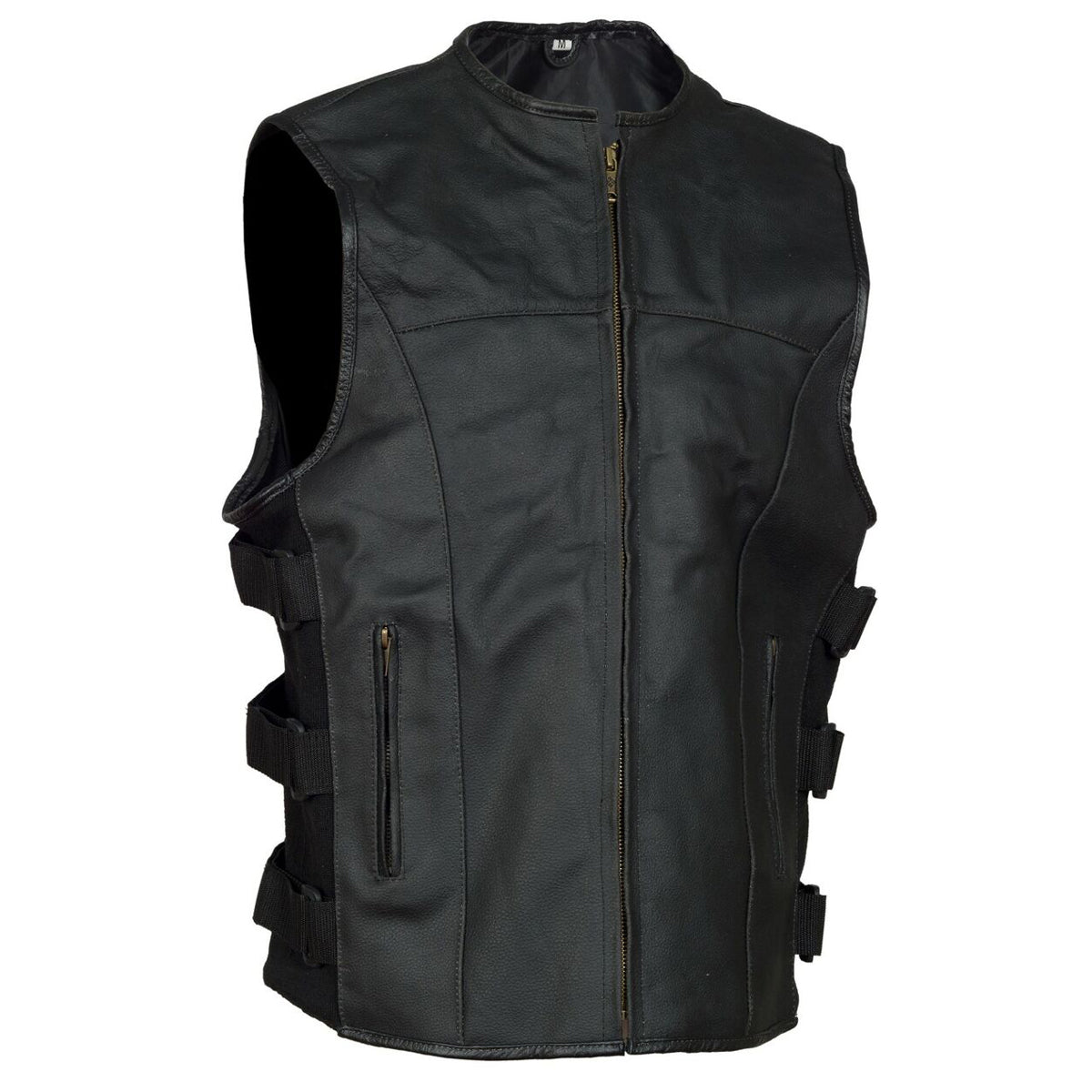 Gilet de moto en cuir style SWAT pour homme