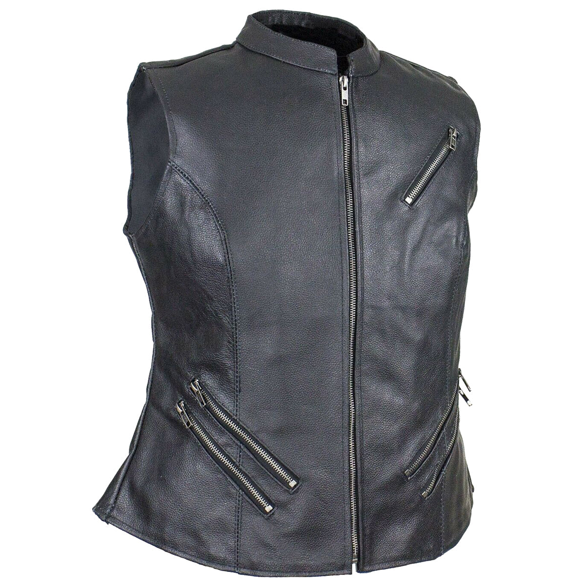 Gilet de moto en cuir de vache véritable pour femme