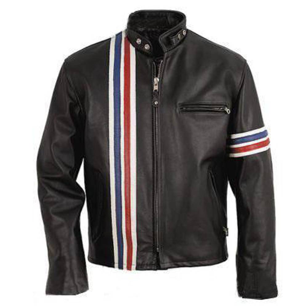 Veste en cuir coupe slim Easy Rider avec drapeau américain Peter Fonda