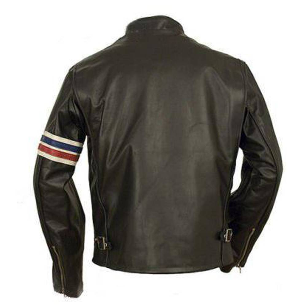 Veste en cuir coupe slim Easy Rider avec drapeau américain Peter Fonda