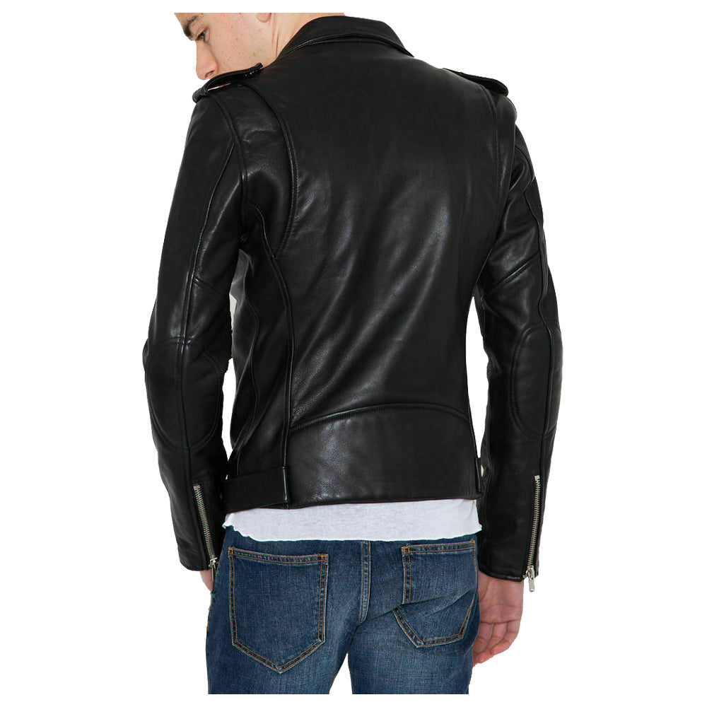 Veste en cuir de style motard pour homme