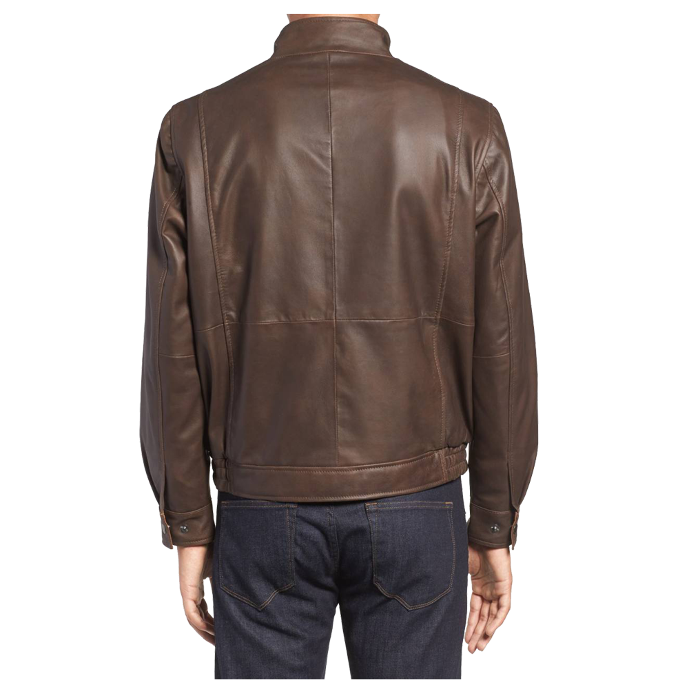 Veste de moto marron coupe slim