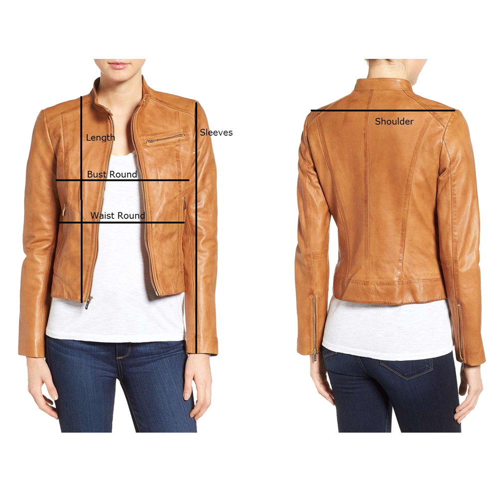 Veste de motard classique en cuir pour femme, coupe courte