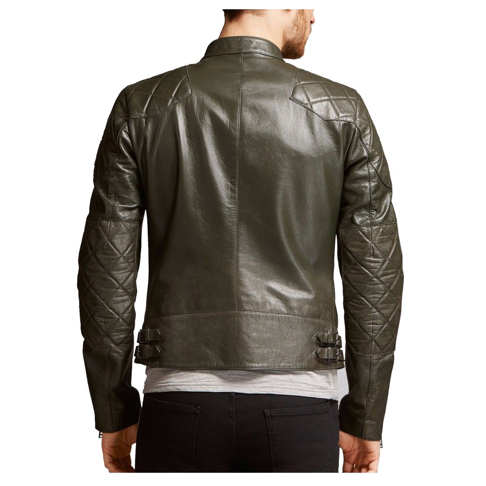 Men Vintage Waxed Biker Fashion Leather Jacket