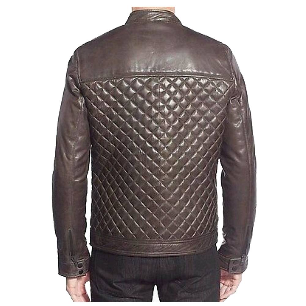 Veste en cuir Bomber Diamond Cafe Racer pour homme