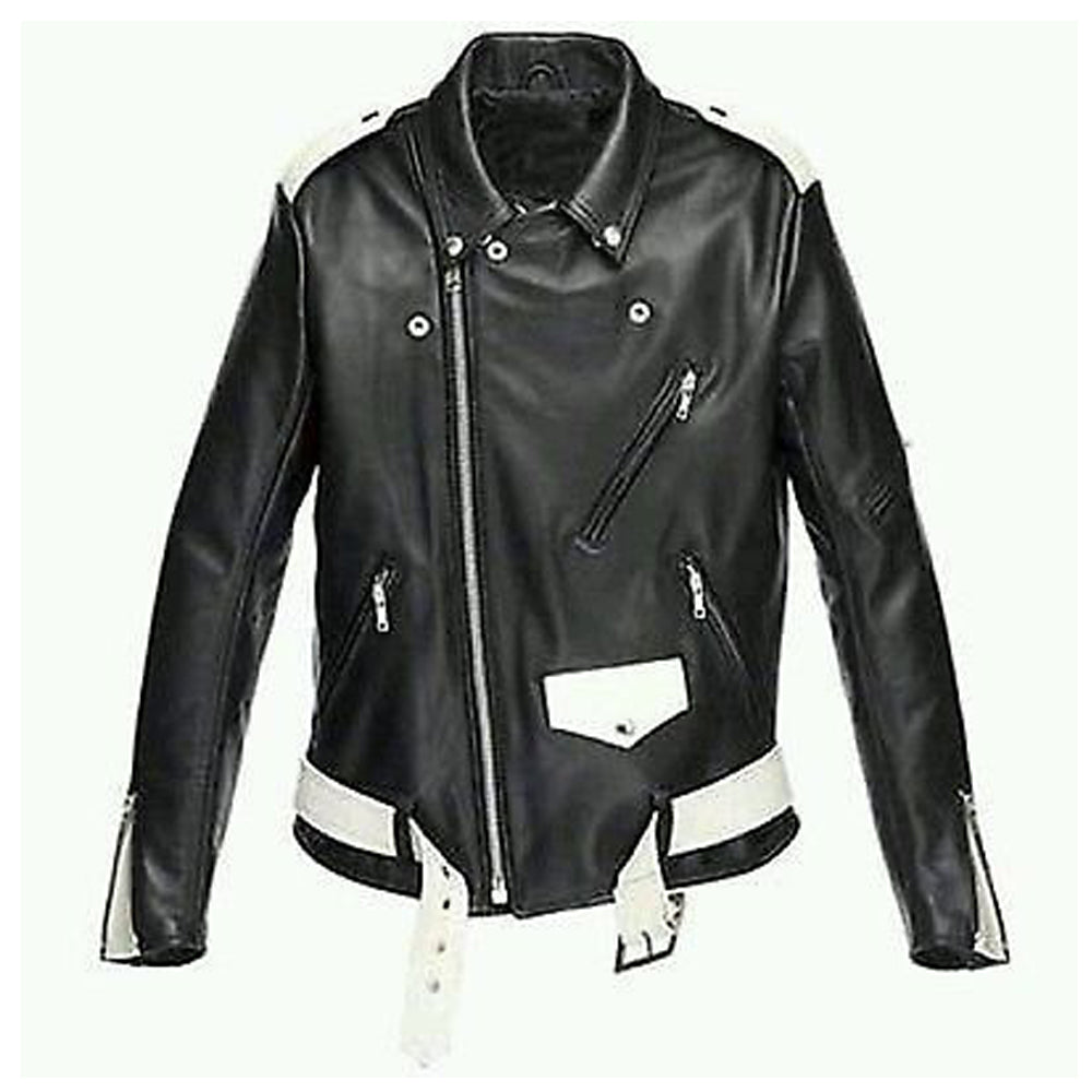 Veste de moto en cuir noir Brando pour homme