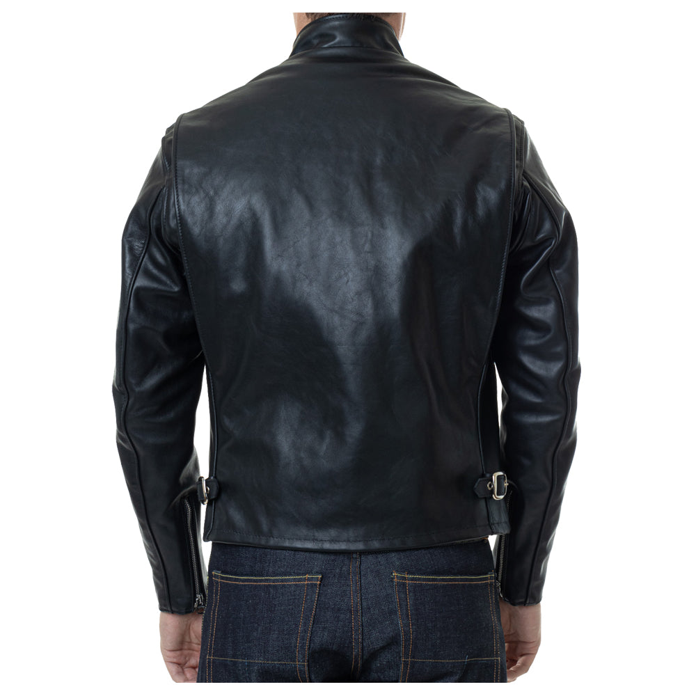 Veste de moto en cuir classique pour homme, unie