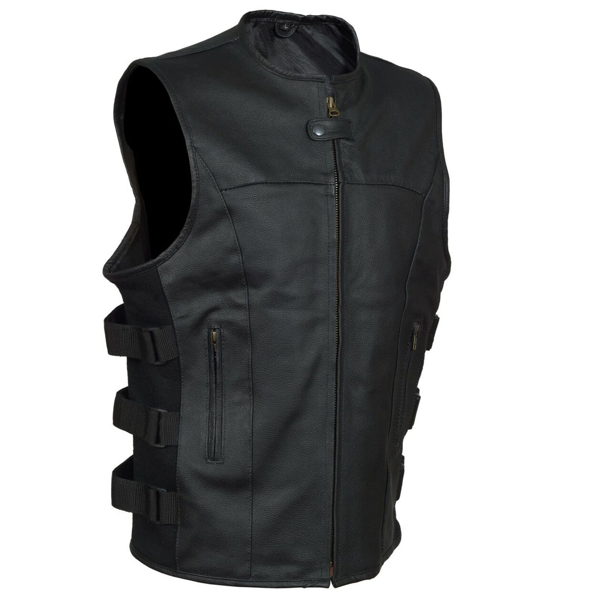 Gilet de moto en cuir style SWAT pour homme