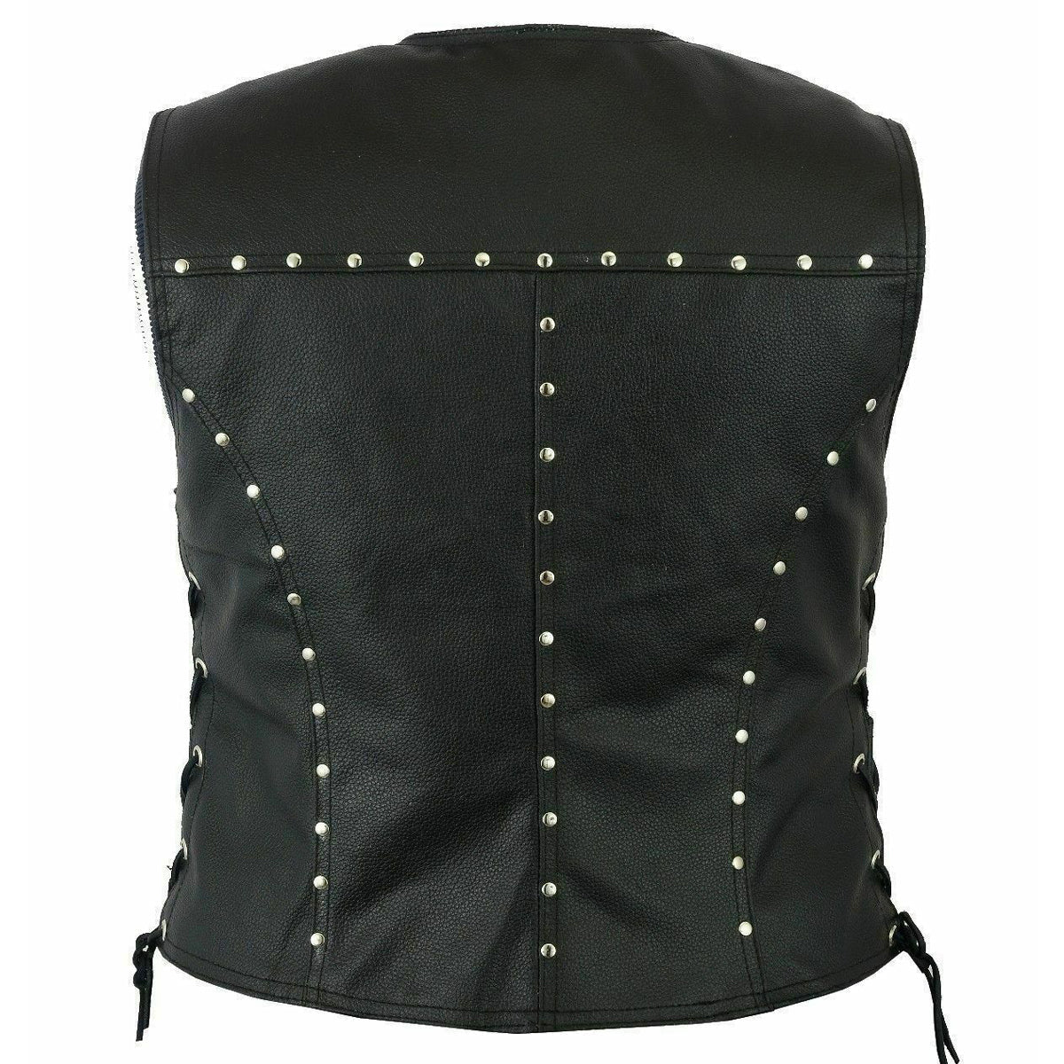 Gilet de moto en cuir véritable pour femme style punk