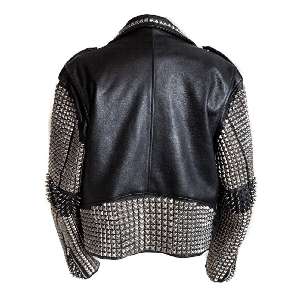 Veste en cuir cloutée punk pour homme, design de motard rock EMO, veste élégante