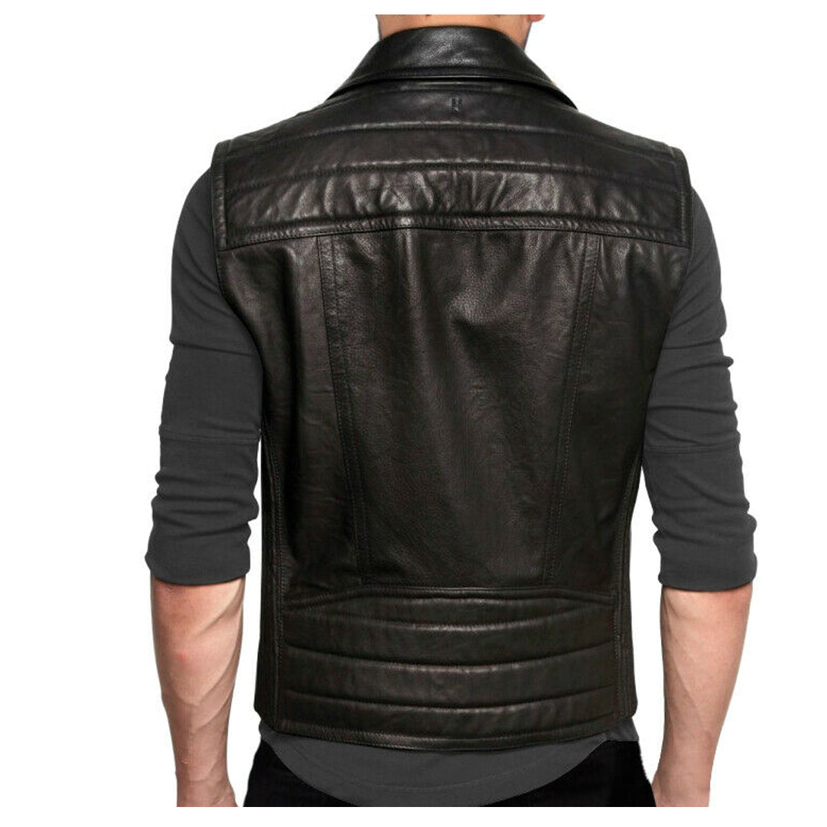 Gilet de motard classique en cuir pour homme