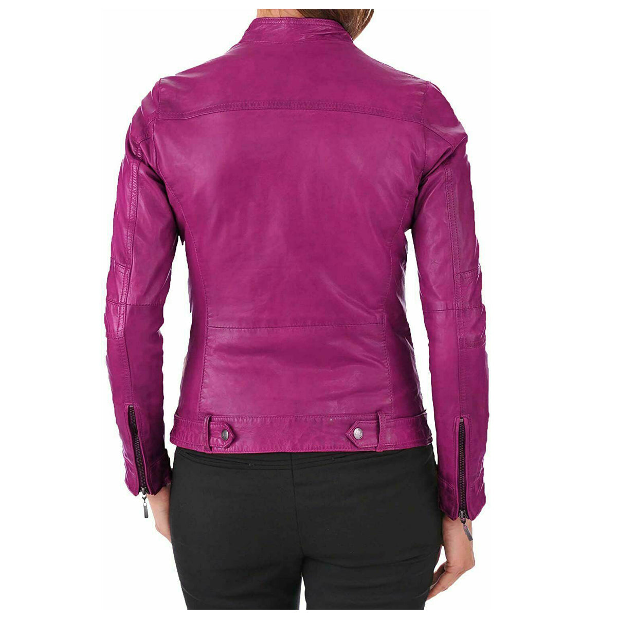 Veste de moto en cuir d'agneau à la mode pour femme