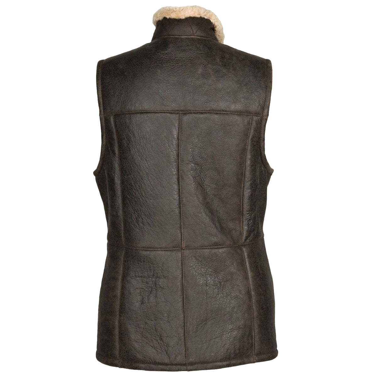 Gilet long en cuir marron et peau de mouton pour femme