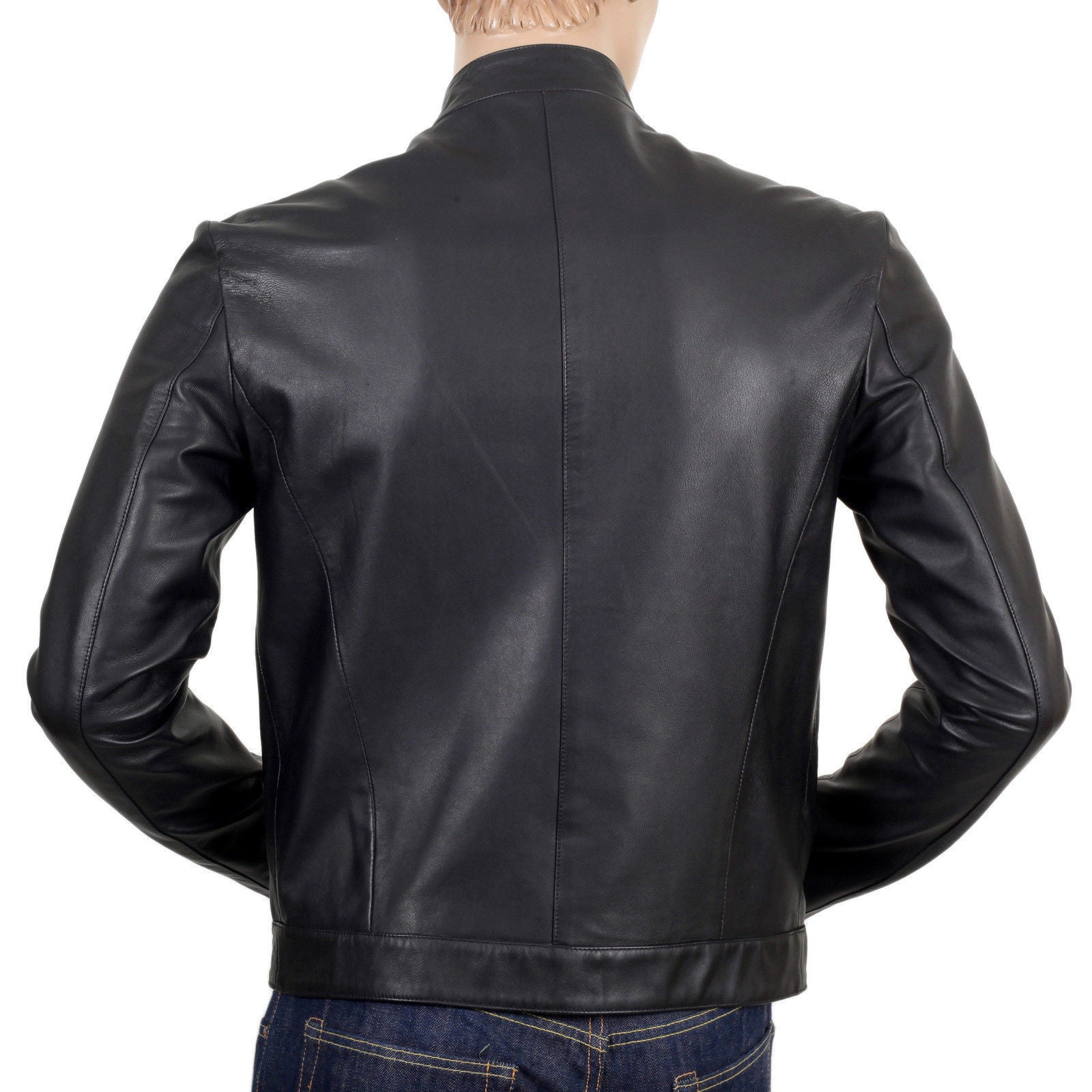 Nouvelle veste cloutée en cuir de vachette souple noir pour homme 2021