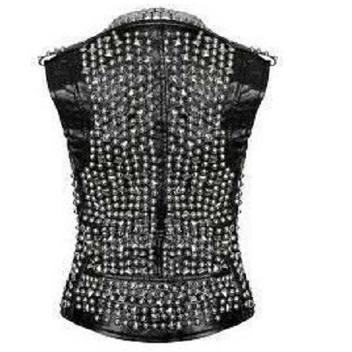 Gilet en cuir clouté pour femme avec ceinture à pointes style punk gothique