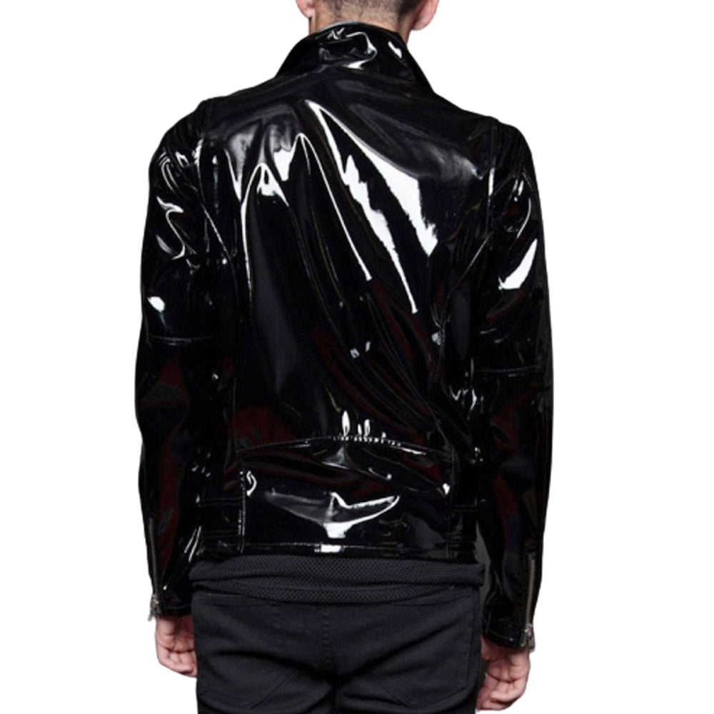 Veste de motard en vinyle PVC pour homme, style gothique et fétichiste, style punk et EMO