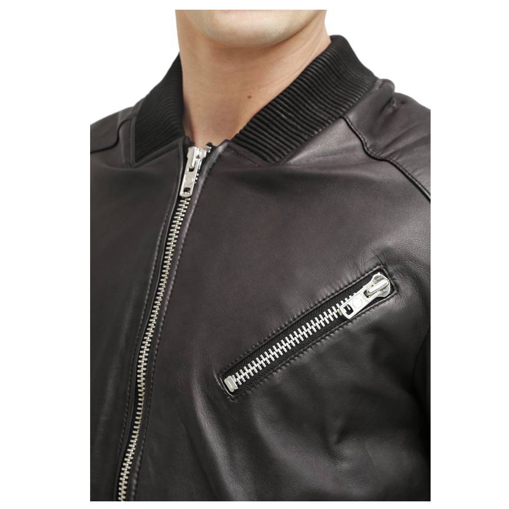 Veste en cuir noir pour homme