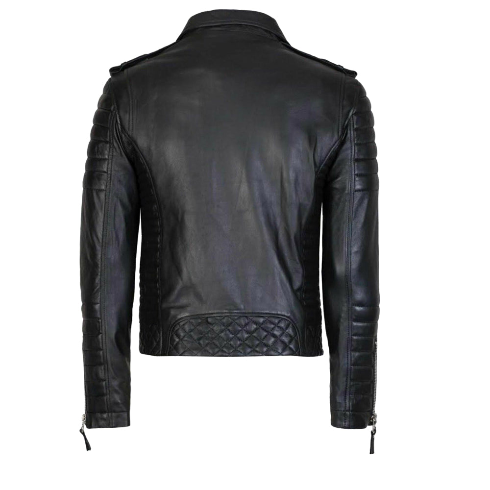 Veste en cuir noire tendance pour homme