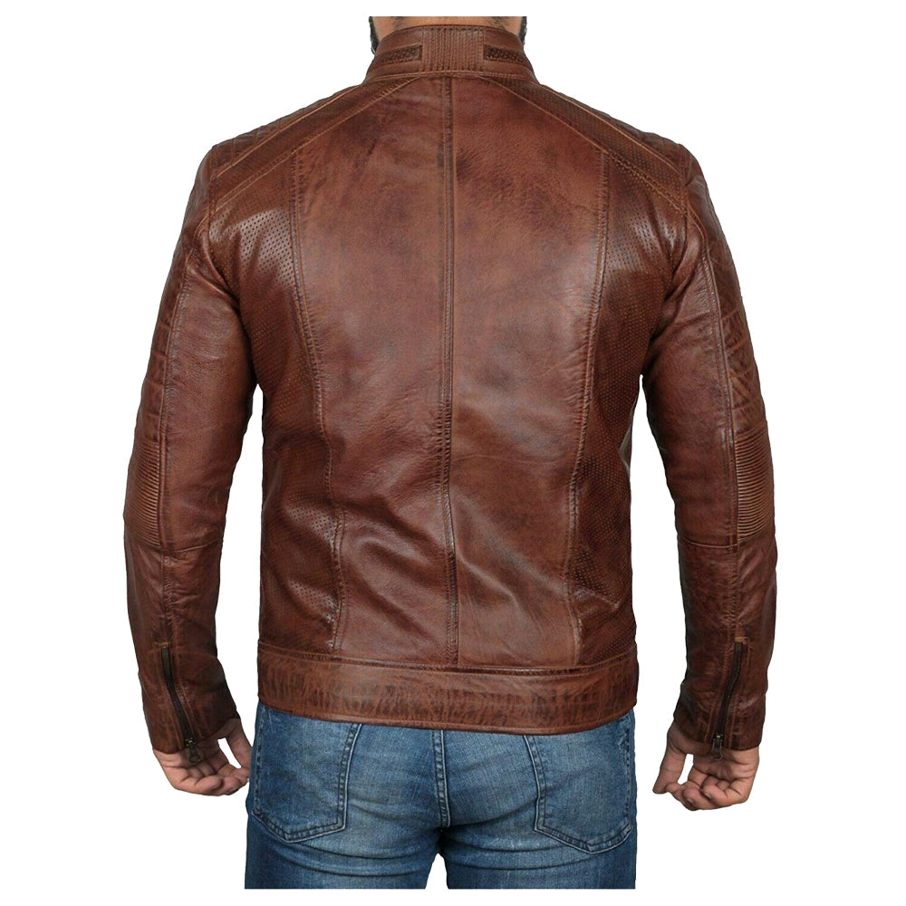 Veste en cuir ciré Oxblood Bomber pour homme