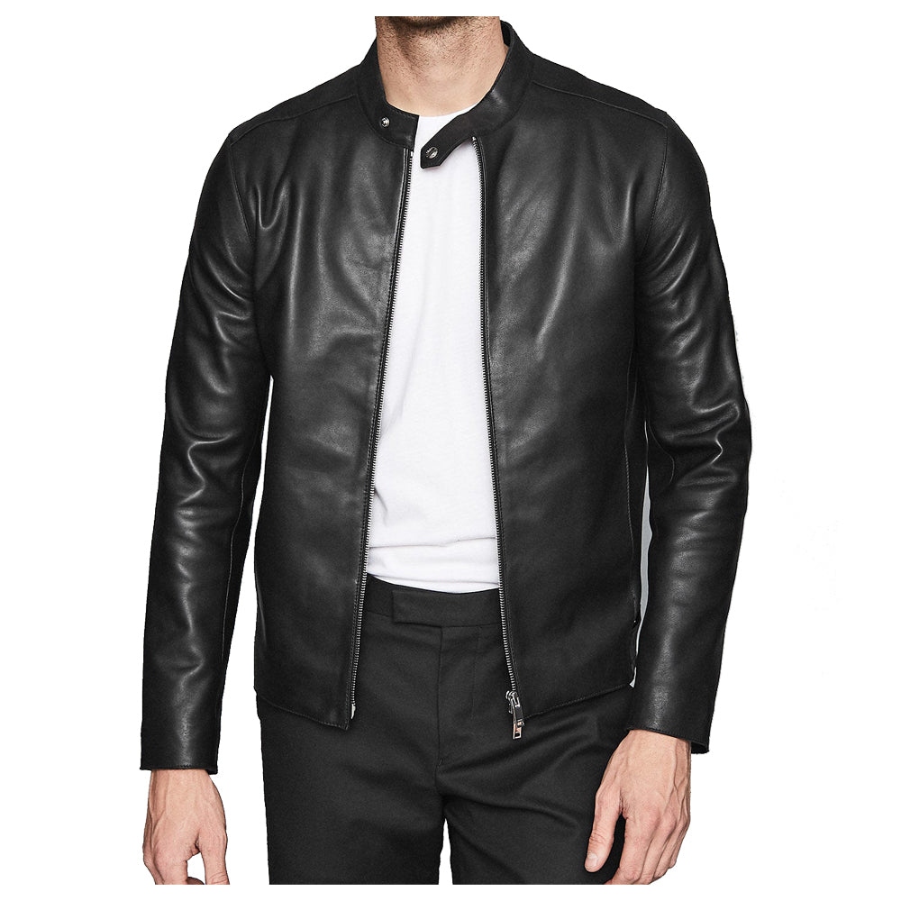 Veste en cuir pour homme style Cafe Racer