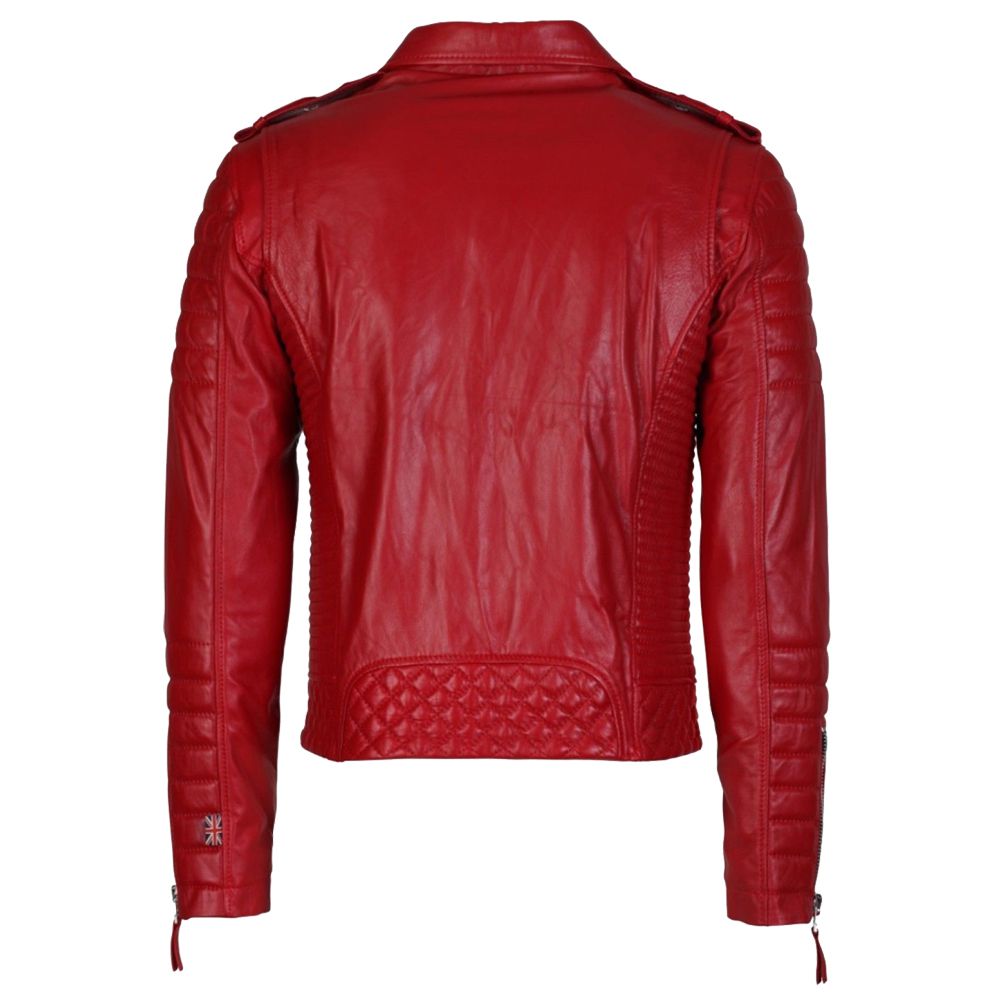 Veste en cuir rouge Supreme Biker Fashion pour homme