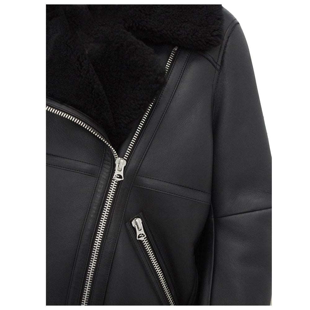 Blouson en cuir noir pour femme B3 Bomber Shearling