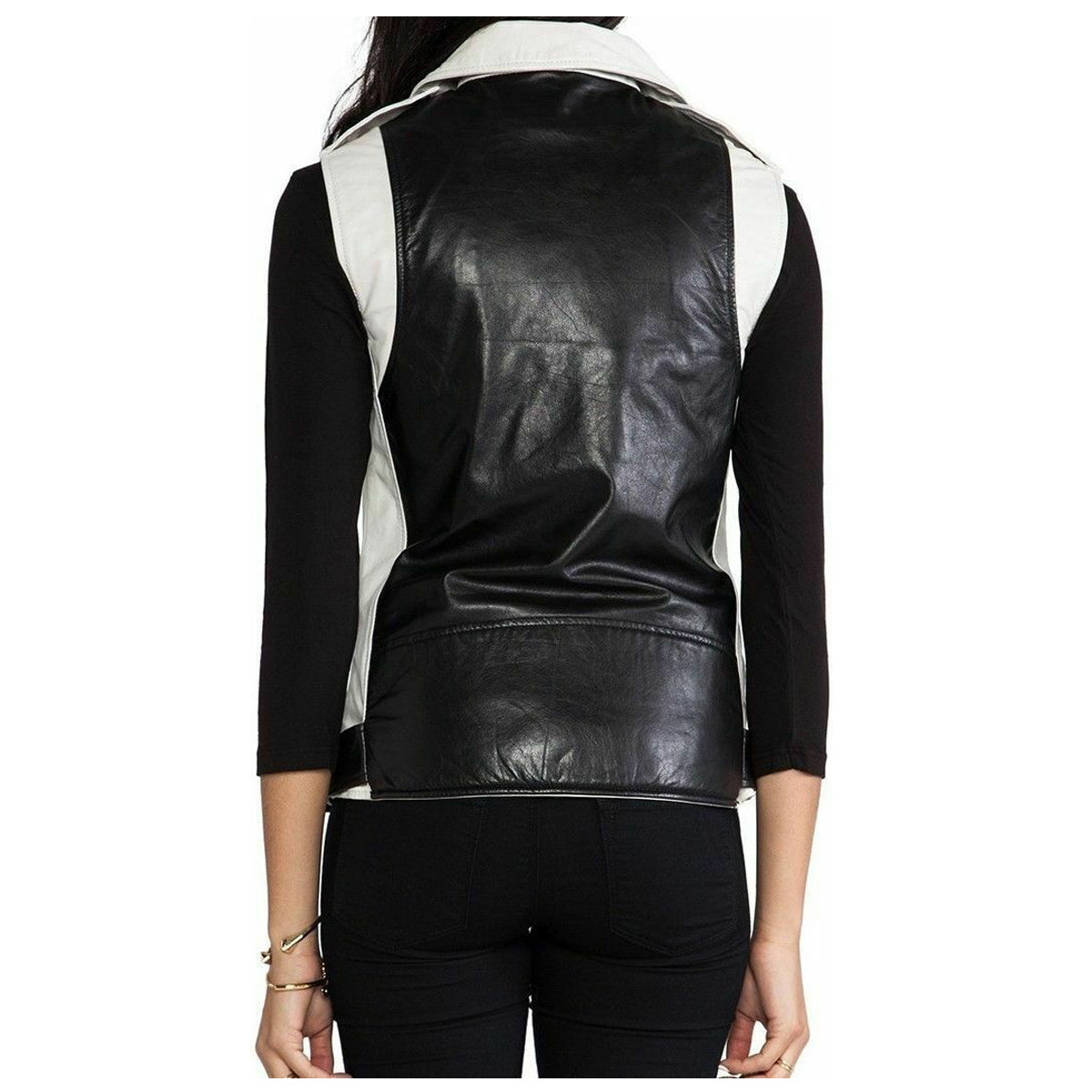 Gilet de moto en cuir tendance pour femme