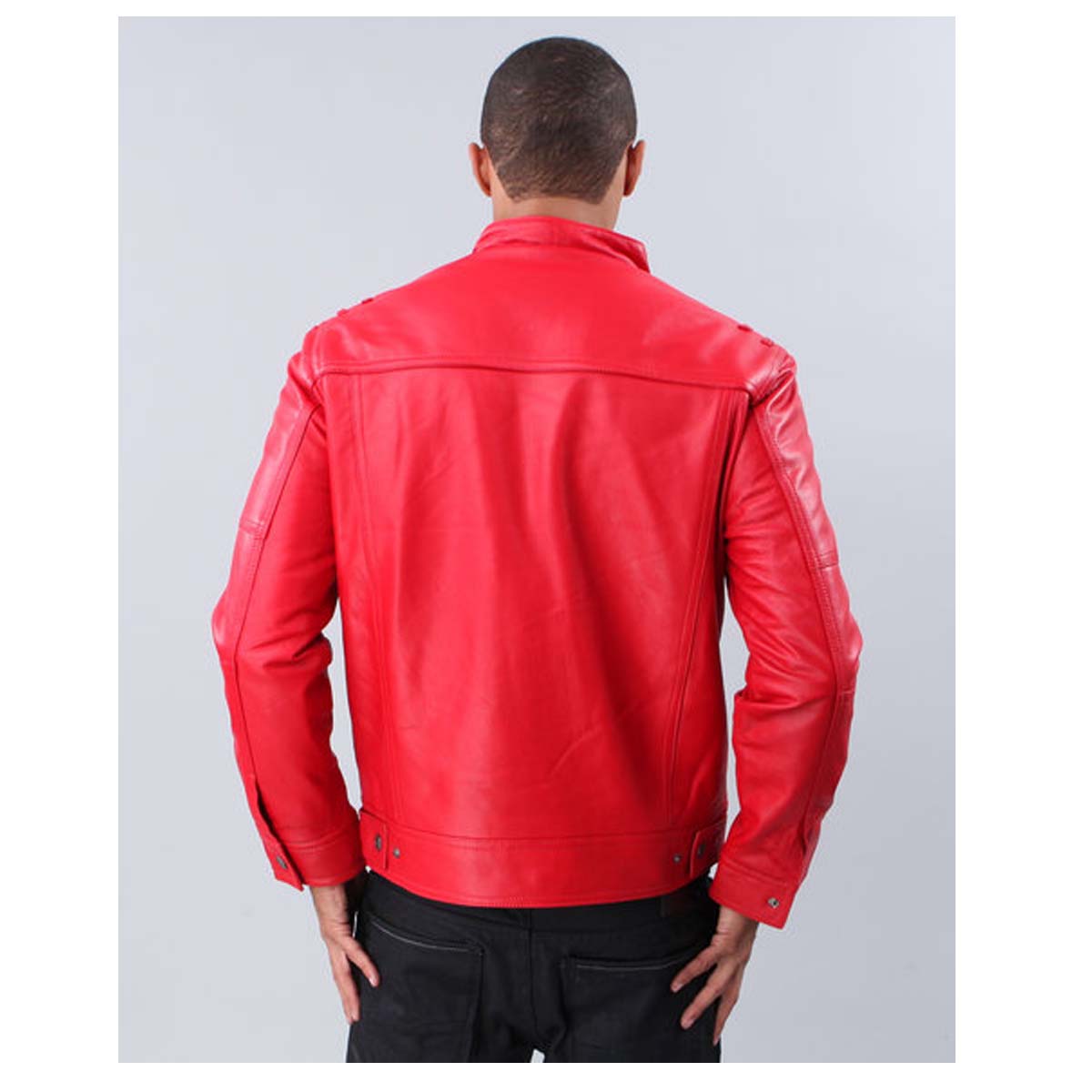 Veste en cuir rouge tendance pour homme