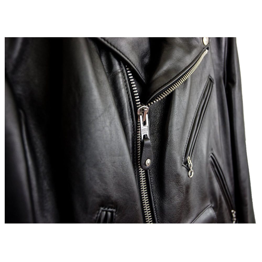 Veste de moto classique rétro en cuir noir pour homme