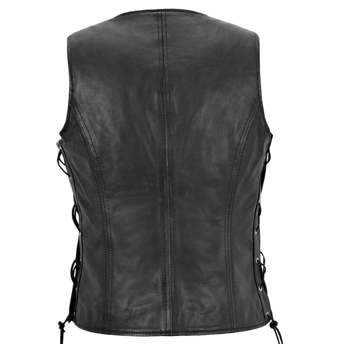 Gilet en cuir à œillets style punk biker