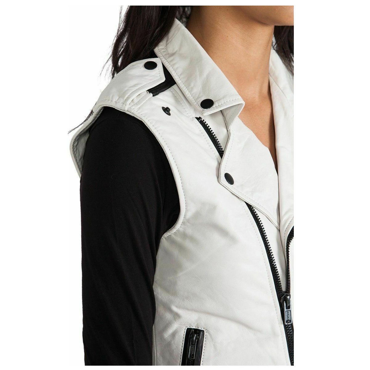 Gilet de moto en cuir tendance pour femme