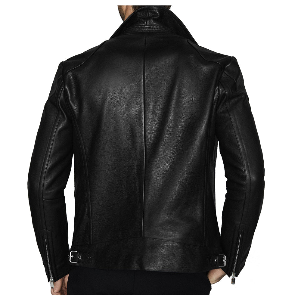 Veste de motard tendance pour homme avec fermeture éclair à trois poches