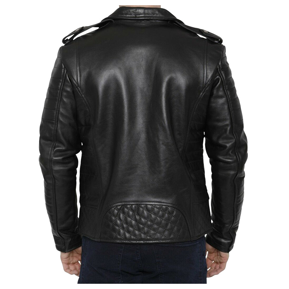 Veste de moto en cuir tendance pour homme