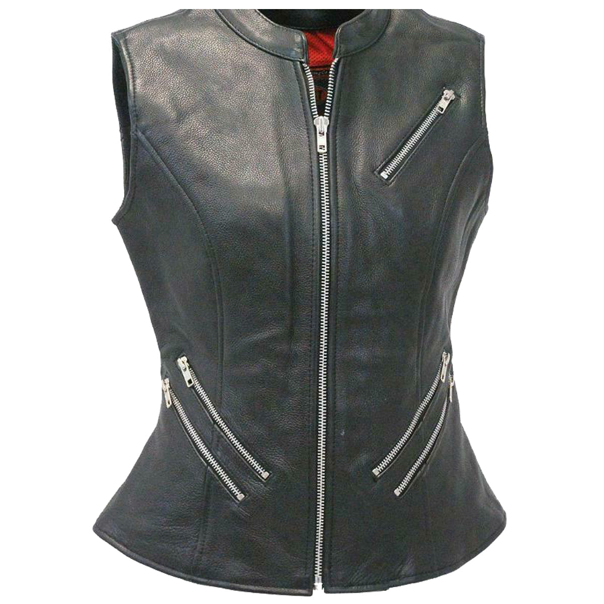 Gilet de moto en cuir de vache véritable pour femme