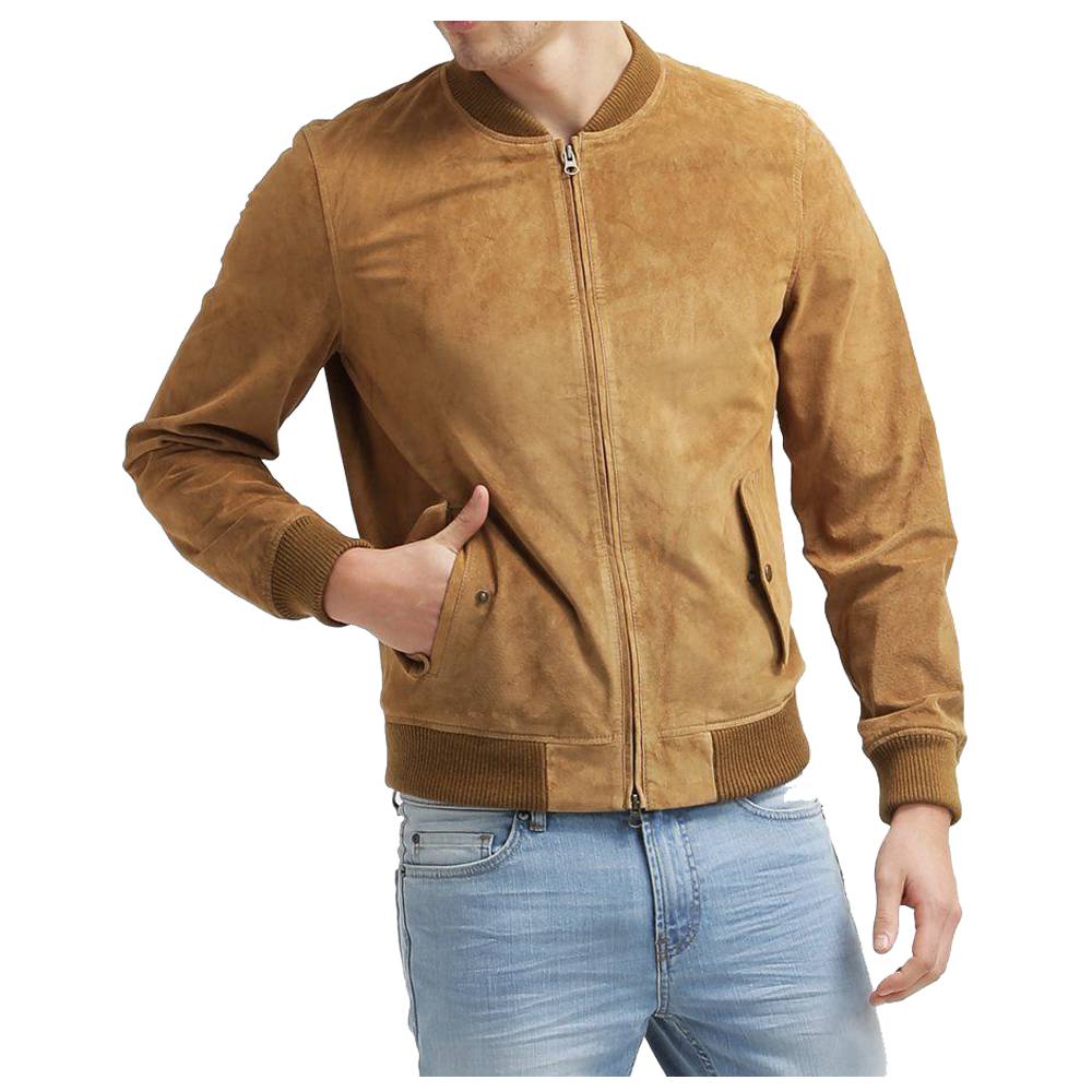 Blouson aviateur en cuir suédé