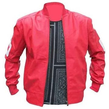 Blouson aviateur en cuir rose 8 Ball