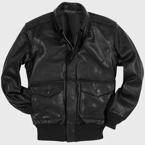 Blouson aviateur classique en cuir noir A-2 Flight