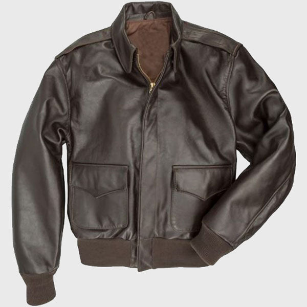 Blouson aviateur en cuir marron A2